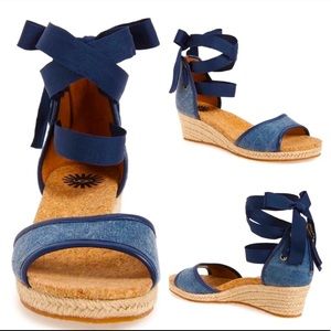 Ugg Denim Lace-Up Wedges